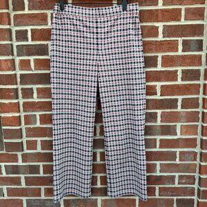 Sanctuary Carnaby Kick Crop Pants Large Plaid Tan Black Red Pull On